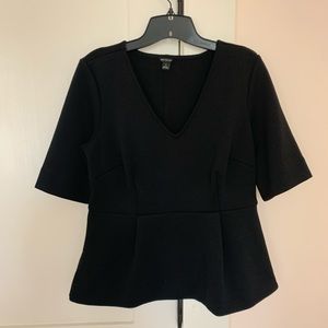 ANN TAYLOR Black Peplum Top